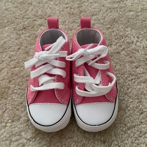 New in box baby pink high top converse